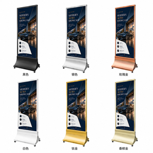 Support d'affichage mobile en <span class=keywords><strong>titane</strong></span> doré avec roulettes 80*180cm, support de signalisation commercial sur pied pour hall d'accueil et commerce de détail - Product Image 3
