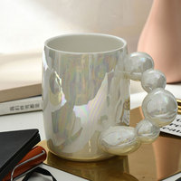 Tasse à café ou à thé en céramique, avec poignée dorée rotative en forme de gourde, pour boissons