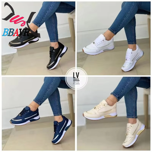 Zapatillas Casuales 2024 de Talla Grande con Cordones Delanteros, Punta Redonda Plana, Combinación de Colores, Entresuela de PU Transpirable y Suela de Goma para Todas las Temporadas - Product Image 3