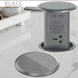Kitchen Recessed Desktop Pop-Up Hidden Power Outlet with USB Port AC Floor Socket 16A Rated Current 220V Voltage for Office
