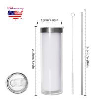 USA RTS 20oz 25 pack Gobelet isotherme ergonomique anti-fuite à double paroi, intérieur en acier inoxydable et extérieur en plastique, pour personnalisation DIY