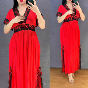 Nuevo Camisón Retro para Mujer Madura, Primavera/Verano, Lujoso y Elegante con Encaje y Cinta, Sexy y Transpirable, Ropa de Dormir de Nailon - Product Image 2