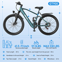 Vélo électrique Aairsk 36V 13Ah, vélo de montagne électrique 26 pouces, 21 vitesses, double suspension, vélo électrique PAS