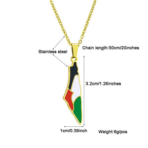 Palestina <span class=keywords><strong>Israel</strong></span> mapa Falg colgante collares para hombres mujeres Acero inoxidable Color dorado palestinos mapa étnico joyería regalos - Product Image 6