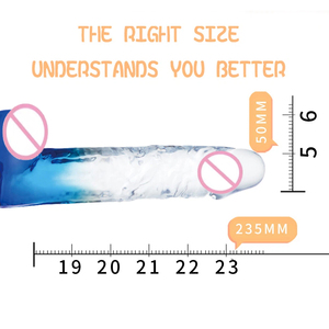 Dildo de Cristal Grande con Degradado de Color, Transparente, Realista, de Silicona, Agradable al Tacto, con Ventosa, para <span class=keywords><strong>Mujeres</strong></span>, 2 Tamaños - Product Image 2