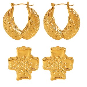 ต่างหูแบบห่วงชุบทองโลหะผสมสังกะสีแฟชั่นเครื่องประดับสตรี EH662 EH663 - Product Image 5