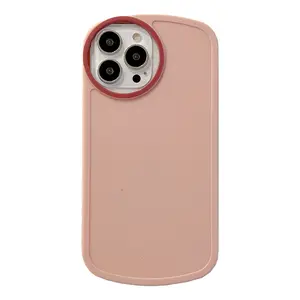 Soft Tpu Case for Iphone X 11 12 13 Mini Pro Max Shockproof,Round Shape Camera Protection Case for Iphone 13 Plain Color