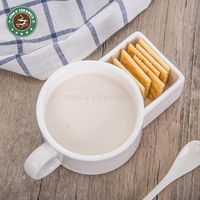 Tasse à café en céramique avec porte-biscuits, promotion en gros personnalisée, tasse à lait créative avec porte-biscuits, trois en un, tasses conjuguées