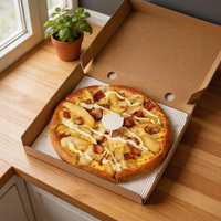 Boîte à pizza en carton ondulé épais, personnalisable, vierge, en kraft, imperméable, de qualité alimentaire, pour livraison, recyclable, pour emporter