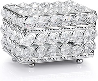 Boîte à bijoux en cristal avec pieds, coiffeuse à domicile, boîte de rangement pour bijoux en perles de diamant décorées