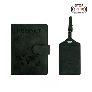 YOUSHENG GR030 <span class=keywords><strong>Étiquette</strong></span> de bagage en cuir PU durable avec logo personnalisé, anti-RFID, multifonction, <span class=keywords><strong>porte</strong></span>-passeport - Product Image 1