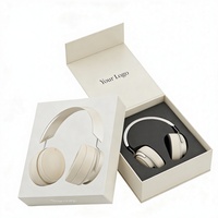 Boîte en papier magnétique de luxe personnalisée pour emballage d'écouteurs, boîte cadeau rigide haut de gamme avec insert en mousse, casque sans fil, logo imprimé, électronique