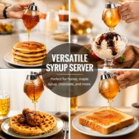 Distributeur de sirop en plastique, récipient de stockage de miel, pot portable pour le versement de miel et de sirop, idéal pour la cuisine et les cafés
