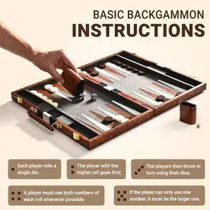 Juego de ajedrez de cuero PU personalizado, juego de ajedrez de lujo, piezas de Backgammon Damas, madera, 3 en 1, nuevo