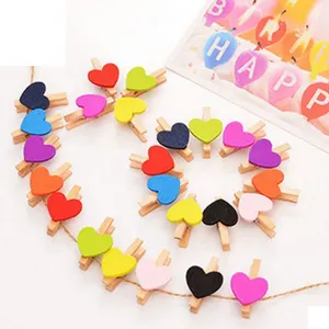 Groothandel Mini Craft Houten Hartvormige Party Favor Kamer Clips Foto Pinnen Wasknijper