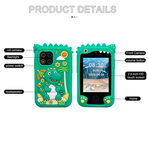 Jouet de téléphone intelligent pour enfants de style dinosaure, capteur CMOS, mini caméra photo, écran de 2,4 pouces, enregistrement vidéo grand angle de 180 degrés, apprentissage et jeu - Product Image 6