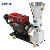 Nouvelle machine à granulés d'aliments pour animaux Kawise Diesel pour petites exploitations agricoles avec moteur refroidi par eau, options de matrices de 2,5 à 8 mm, capacité de 200 à 250 kg/h