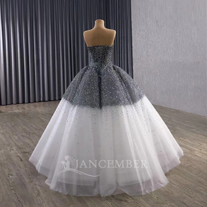 Robe de soirée sans bretelles pour femmes, ornée de paillettes et de perles, dos lacé, personnalisable, pour occasions spéciales, Rsm251097 - Product Image 2