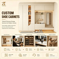 Système de rangement sophistiqué blanc mat pour couloir avec panneau décoratif à lattes et crochets d'art – Mobilier modulaire pour hall d'entrée de villa