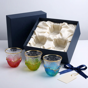 Custom Embossed Glass <b>Tea</b> Cup 60ml Small <b>Tea</b> Bowl Gold Rim Floral Saucer <b>Arabic</b> Tasting Cup - Product Image 6