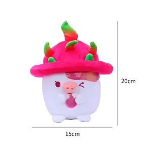 Tiktok hot selling anime stuffed animal Plush toy strawberry cow plush toy weighted plush figure toy 21cm peluche craw machine