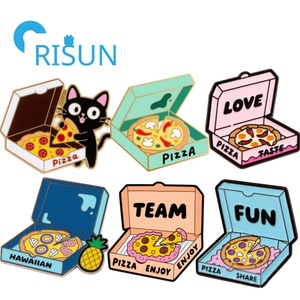 Fábrica al por mayor Metal queso hamburguesa Pizza amante Pin insignia Pizza rebanada esmalte solapa Pin personalizado Pizza caja Pin broche - Product Image 1