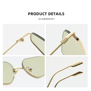 Lunettes de soleil SZH 3610, nouveau modèle à demi-cercle polygonal, monture métallique irrégulière, petite monture, verres colorés océan, UV400, modèle très vendu - Product Image 5