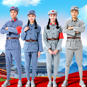 Costume d'armée unisexe en coton et lin pour adultes et enfants, nouvelle collection printemps 2021, idéal pour les spectacles sur scène en Asie du Sud-Est - Product Image 1