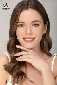 Princesse Cut Trois Pierre 14k Moissanite Bague de Fiançailles Mariage <span class=keywords><strong>Couple</strong></span> Or Blanc Zircone Anneaux - Product Image 5