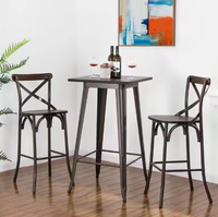 Table Haute Ronde Commerciale Design Moderne avec Plateau en Bois et Pieds en Métal pour Cuisine, Salle à Manger et Restaurant