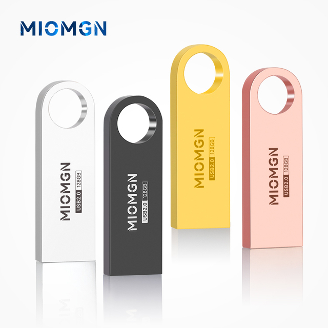 MIOMGN Zinc Alloy USB Flash Drive with Round Keyhole 8GB-128GB USB2.0/3.0 Custom OEM Logo 1-Year Warranty for All Devices