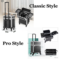 Valise de Maquillage Professionnelle à Roulettes avec Plateaux, Mallette de Voyage pour Maquillage, Organisateur en Aluminium, Vanity Trolley Bagage