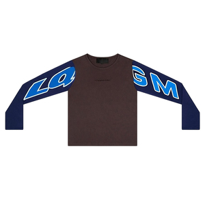 Camiseta de Hombre de Alta Calidad, Casual, con Bloques de Color, Estampada, de Manga Larga, Cuello Redondo, de Algodón Ligero, Tejida, Color Marrón - Product Image 2