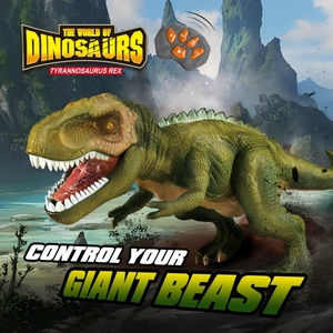 Juguete Robot Dinosaurio para Gatos y Animales Pequeños, Big Rex, Rompecabezas, Modo Eléctrico con Control Remoto, Camina, Sonido Realista de Rugido, Silicona, 42CM - Product Image 2