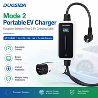 Chargeur portable certifié CE TUV DUOSIDA 3,3 kW, chargeur intelligent pour véhicules électriques, type 2 monophasé avec prise Schuko