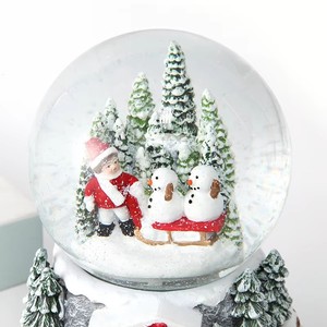 Özelleştirilebilir LED kubbe noel müzikal tren ayı su-reçine hatıra cam heykel modeli su küresi süsler sanat hediyeler - Product Image 3