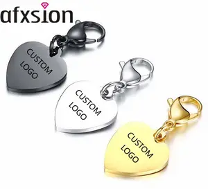 AFXSION 클래식 하트 열쇠 고리 여자 맞춤형 조각 로고 높은 광택 스테인레스 스틸 키 체인