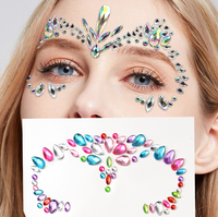 1 pièce Autocollant temporaire pour le visage et le corps, motif sirène, avec pierres précieuses, strass et cristaux, petit format, pour enfants, idéal pour les fêtes