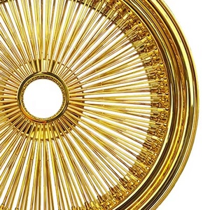 Jantes à rayons décalés 20 22 24 pouces 20x8 22x8 24x10 72 100 150 204 rayons, croisement standard droit, <span class=keywords><strong>roue</strong></span> à rayons dorée - Product Image 3