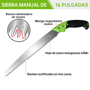Sierra manual de acero 65Mn con dientes triple afilados, hoja de 270mm, 8TPI, para cortar agua, podar árboles, jardín, frutales, plástico - Product Image 3