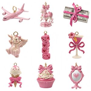 Delicado Charm Retro con Recubrimiento <span class=keywords><strong>de</strong></span> Esmalte, Hipoalergénico, <span class=keywords><strong>de</strong></span> Lujo, Chapado en Oro <span class=keywords><strong>de</strong></span> 18K, No Tóxico, Color Rosa <span class=keywords><strong>Barbie</strong></span>, para Fiestas <span class=keywords><strong>de</strong></span> Cóctel - Product Image 5