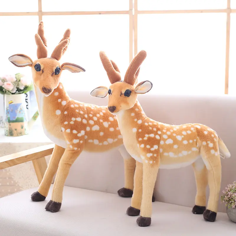 Kurus Spark Oem Kustom Mewah Coklat Muda Rusa Mainan Simulasi Boneka Binatang untuk Anak-anak