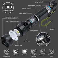 Torche LED super lumineuse haute puissance Rechargeable 100000 Lumens Camping lampe de poche tactique étanche