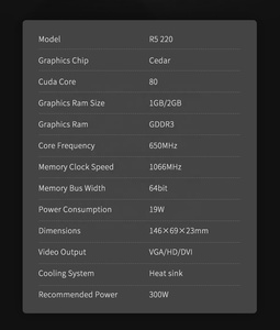Yepyeni R5220 GPU AMD <span class=keywords><strong>Radeon</strong></span> R5 220 1/2GB GDDR3 64-bit PC ekran kartı grafik kartı ile isı emici - Product Image 2
