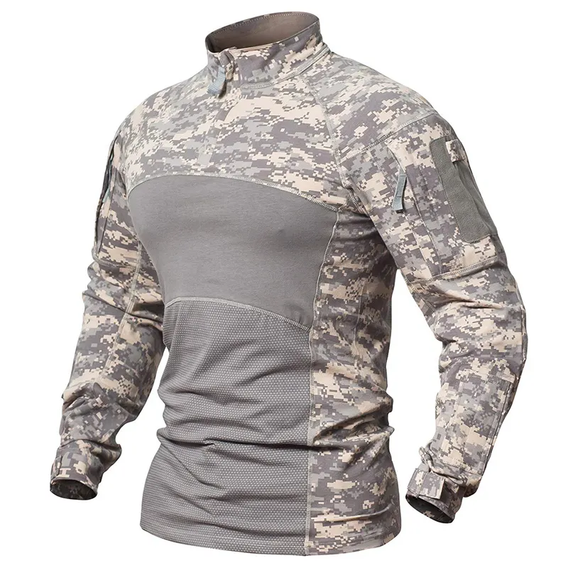 Grosir pakaian kodok atasan oleh produsen untuk pria lengan panjang seragam latihan luar ruangan pakaian taktis kodok kamuflase
