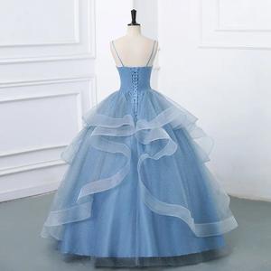 Abiti da Ballo Personalizzati in Tulle Glitterato con Spalline Sottili, Abiti da Sera Formali a Strati per Donne - Product Image 4