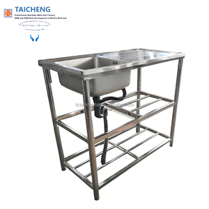Évier de cuisine rectangulaire autoportant en acier inoxydable 1000x500mm avec égouttoir sans robinet, finition satinée brossée - Product Image 2
