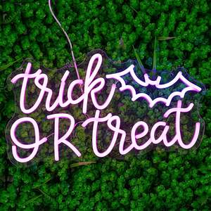 Truco de Halloween Treat Bat <span class=keywords><strong>LED</strong></span> Light 42,9 <span class=keywords><strong>cm</strong></span> X 23,9 <span class=keywords><strong>cm</strong></span> para salas de estar Centros comerciales Decoración de patios traseros Letrero de neón - Product Image 2
