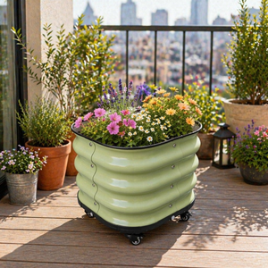 Jardinera Rodante Autoirrigable TOPSTAR, Ecológica y Duradera, Revestimiento de Metal Galvanizado para Jardín <span class=keywords><strong>Elevado</strong></span>, Diseño Clásico, Macetas - Product Image 3