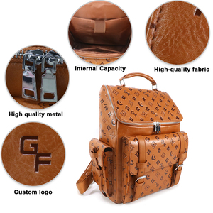 Vintage PU Leather <b>Backpack</b> Large Capacity Travel Laptop <b>Backpack</b> Custom Logo OEM School Business Bag - Product Image 3